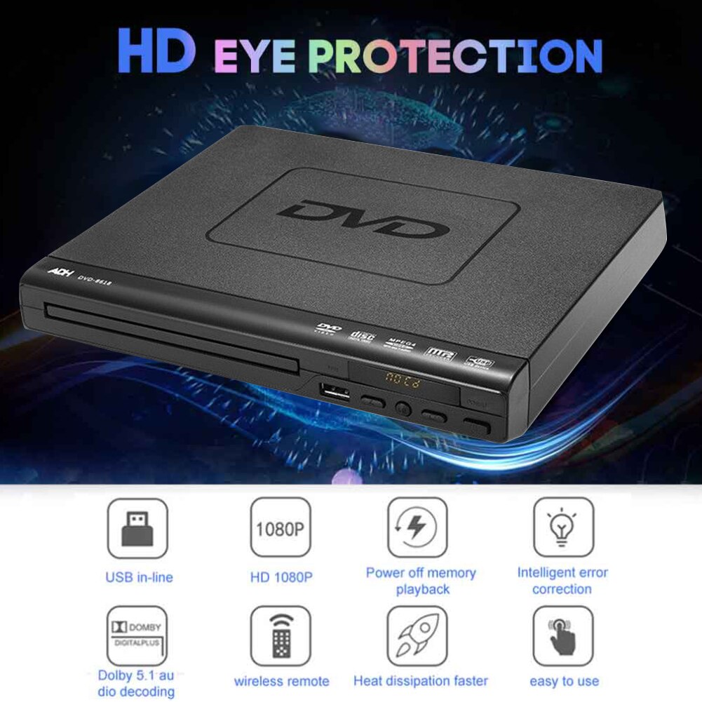 Multimedia With Remote Control Children 110V 240V AV Output Home Entertainment VCD MP3 USB Input DVD Player For TV Video Mini