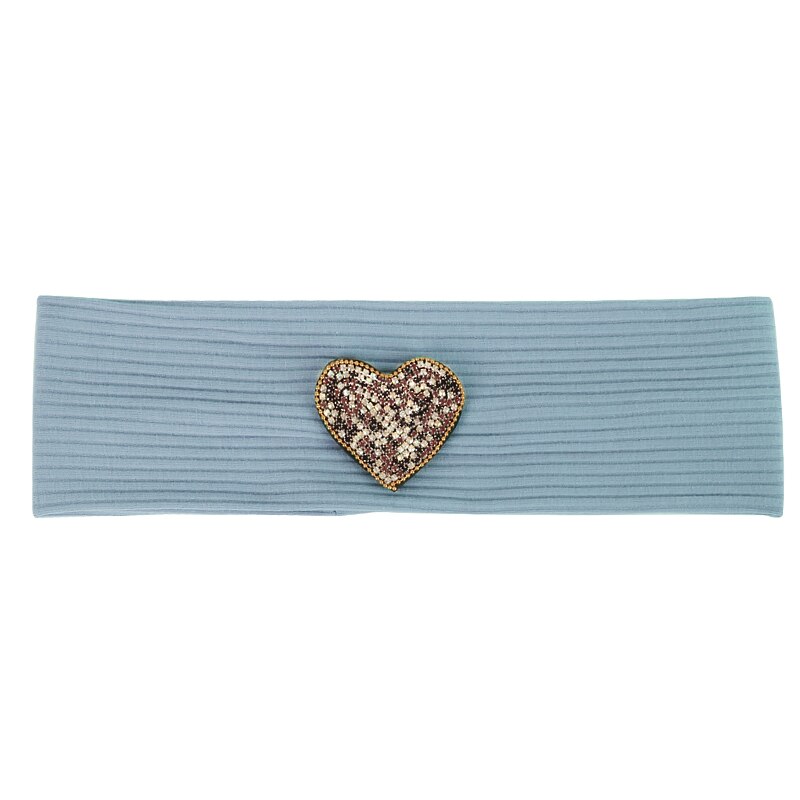 Vrouwen Strass Hart Zachte Ribbels Hoofdband Yoga Sport Haarband Gebreide Katoen Hoofddeksels Tulband Haarband Met Accessoires: Blue