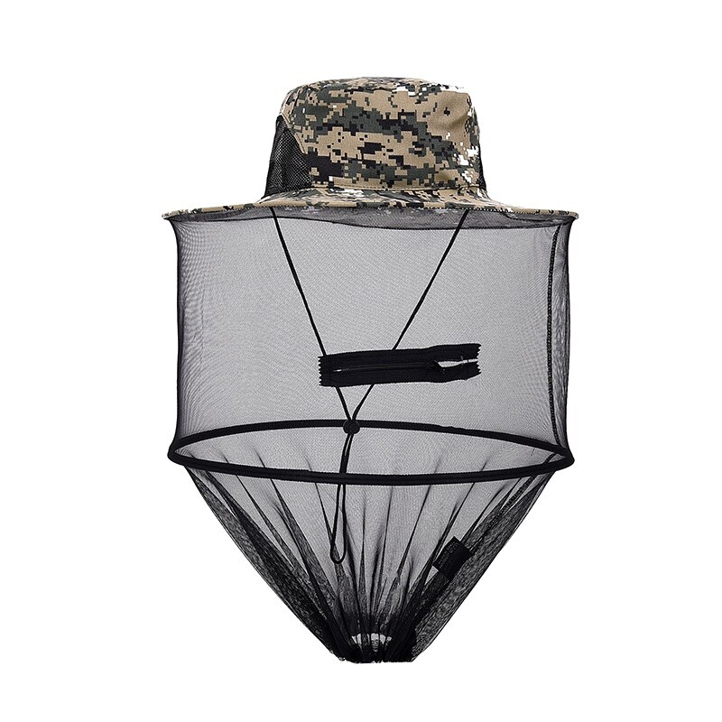 Bucket Hat With Mesh Zipper Outdoor Sunshade Cap Anti Mosquito Insect Lightweight Breathable Folding Camping Fishing Hat: DC