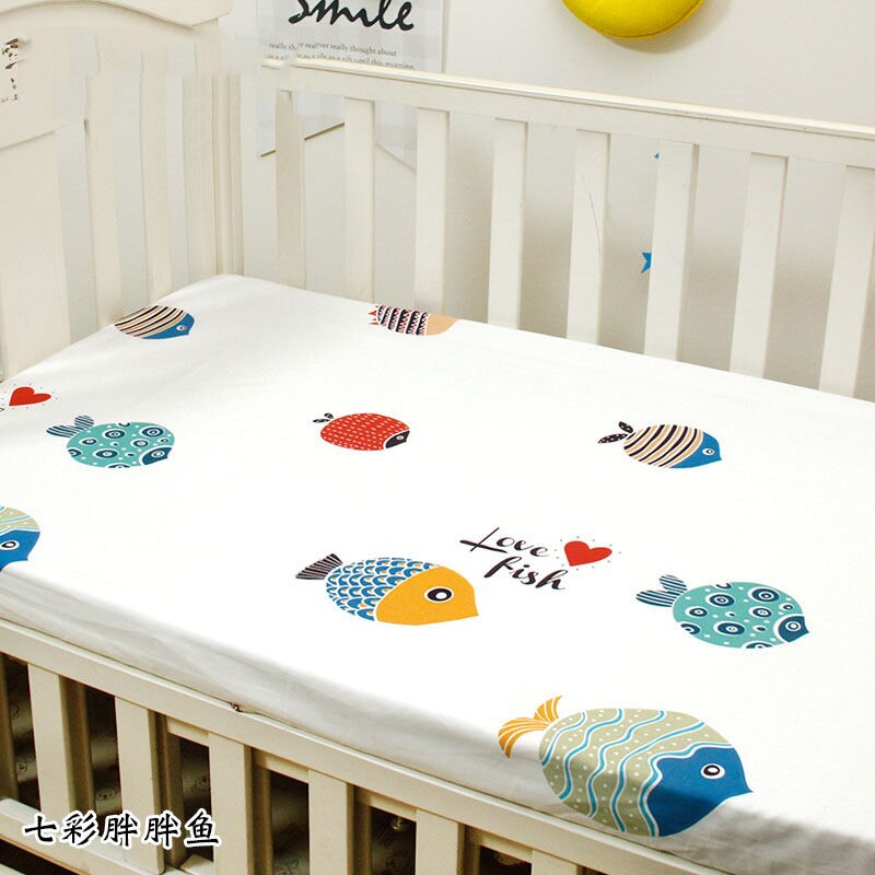 Fisch Muster Baby Ausgestattet Blatt Elastische Baby Cot Matratze Abdeckung Anti Staub Kid Bettdecke Baumwolle Bettwäsche Protector Für Jungen mädchen: qicaipangpangyu