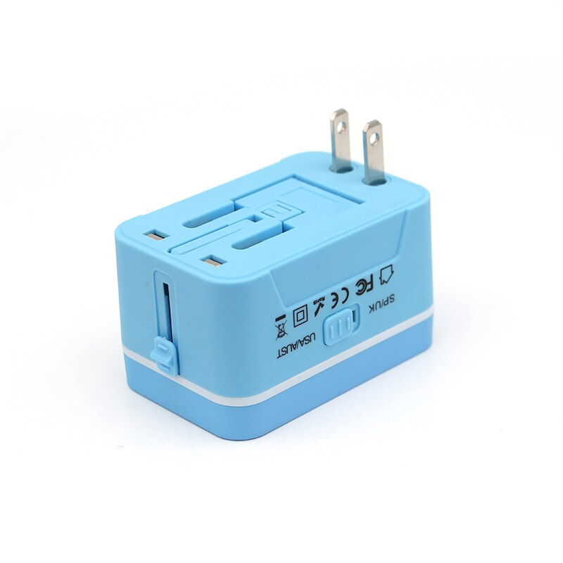 International Travel Adapter Red Blue Electric Plug Power Universal Socket Adapter 2 USB Power Charger Converter EU UK US AU