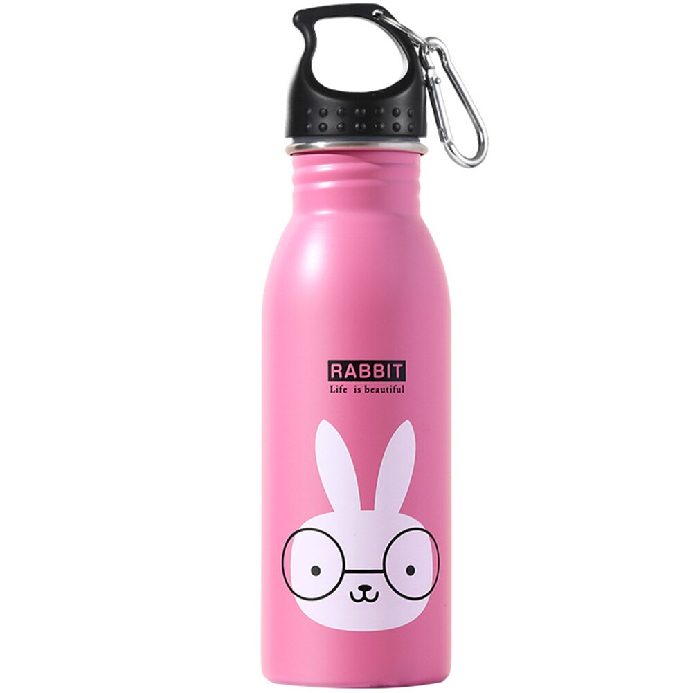 500 Ml Dier Patroon Water Fles Outdoor Sport Geïsoleerde Leuke Cartoon Kids Met Gesp Rvs Bergbeklimmen Camping: Pink 2