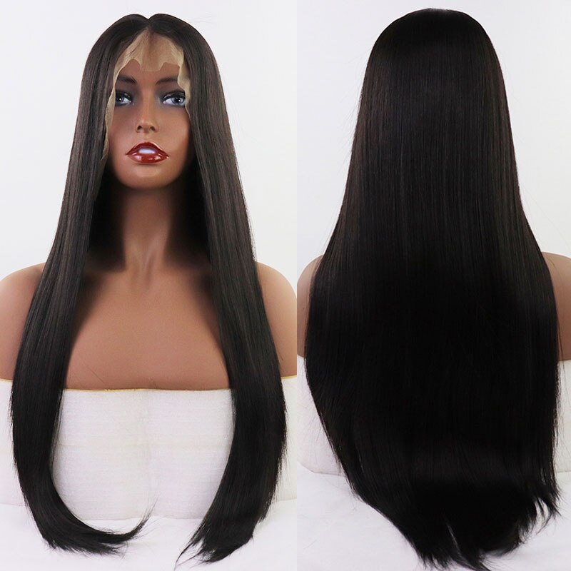 Bomshell Black female wig silky straight synthetic hair lace front wig glueless heat-resistant fiber hair for white women wigs