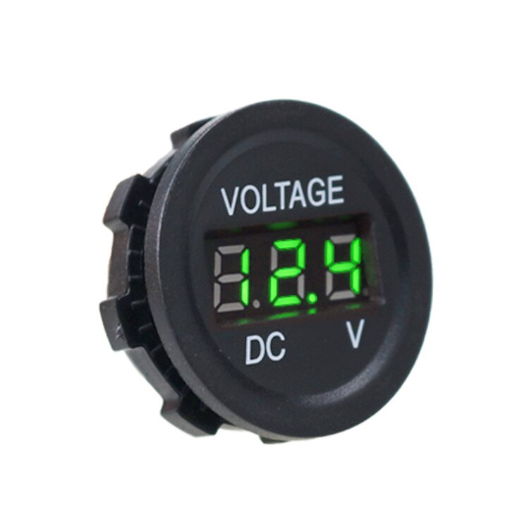 Voltmètre numérique rond étanche | Mini bateau de voiture moto, voltmètre numérique, panneau de, Volt mètre testeur de tension, écran de moniteur: green