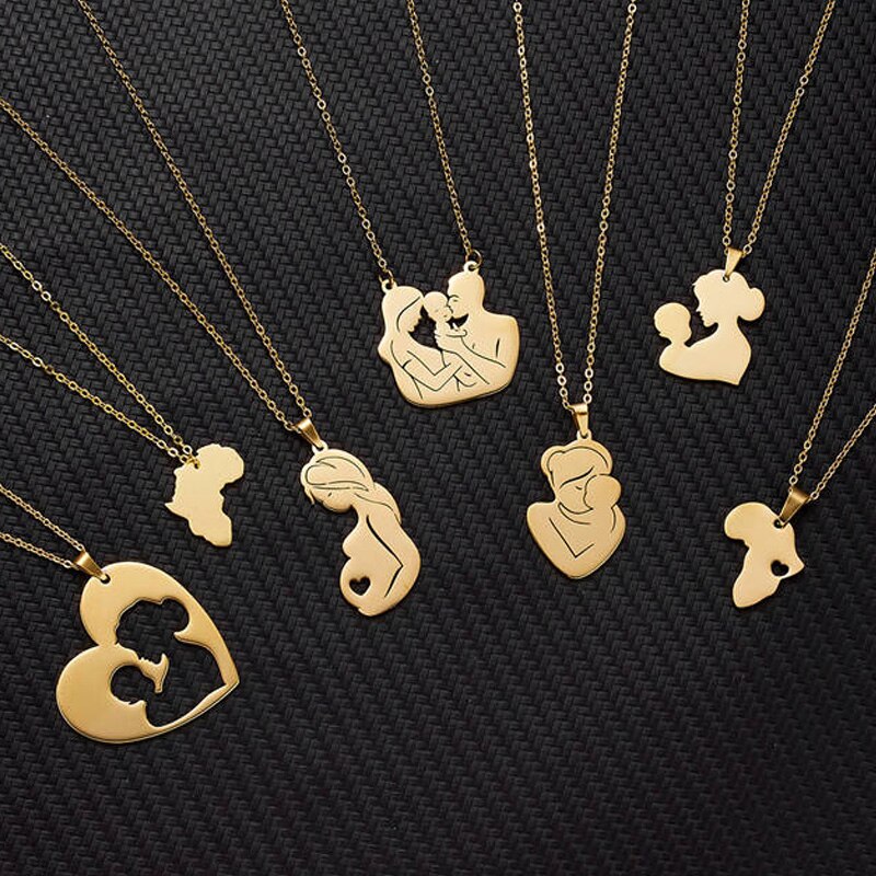 2022 Mother&#39;s Day Necklace Jewelry for Women Pendant Chain Mama Mom Child Kids Charm Christmas Choker Collier Femme