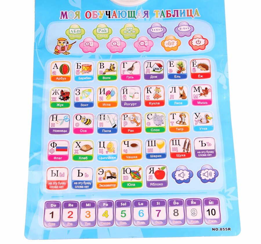 Russian&English Phonetic Chart 2 In 1 Learning Machine Electronic Baby Alphabet Music Toy Educational Early Language Sound