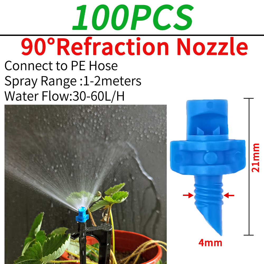 oasi 100pz 90/180/360 Gradi Ugello di Rifrazione Irrigatore da Giardino Agricoltura Irrigazione Pianta Ugello di Spruzzo Nebulizzazione per Fiori: Rosso