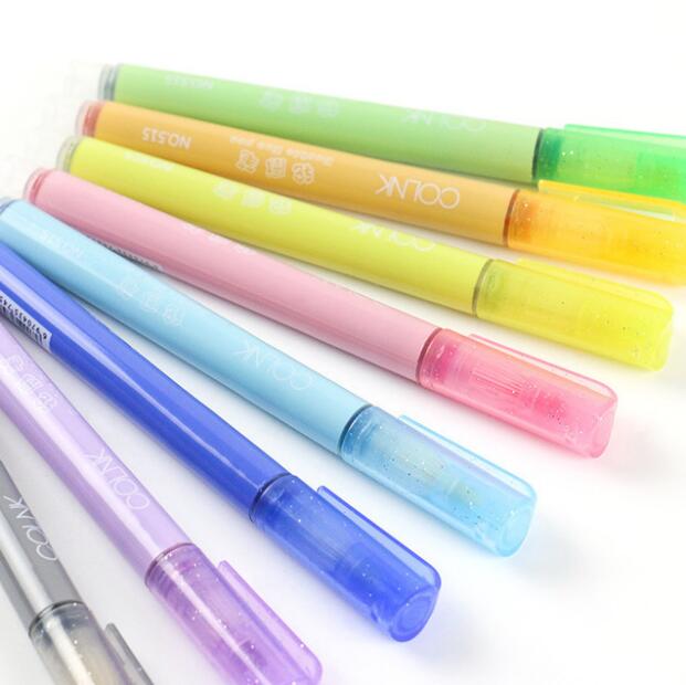 COLNK 515 Double Line Outliine Marker Highlight Pen Sliver Glitter Drawing pen 8 pcs/set