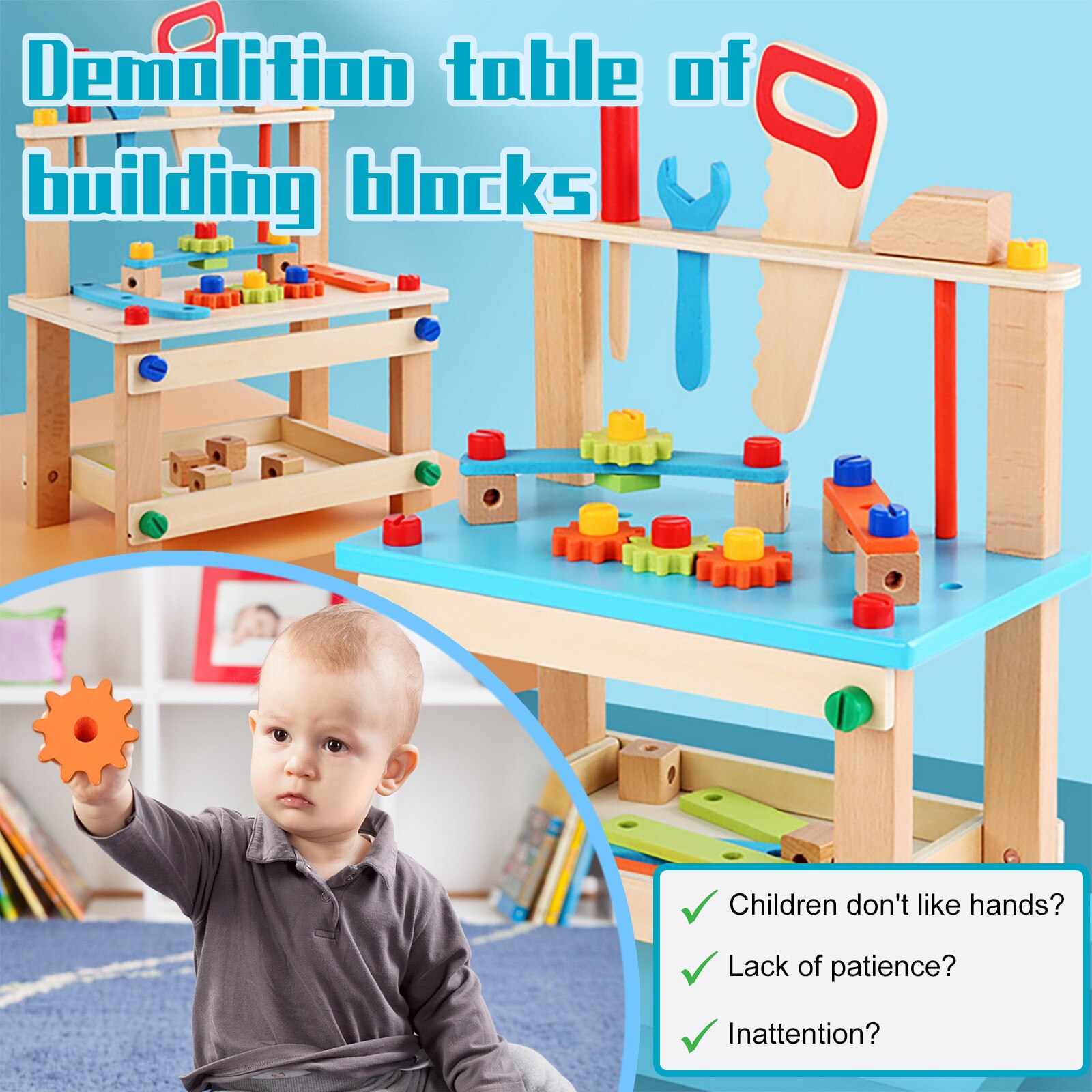 Houten Simulatie Tool Tafel Schroef Moer Combinatie Demontage En Reparatie Kinderen Educatief Speelhuis Speelgoed Jongen Meisje