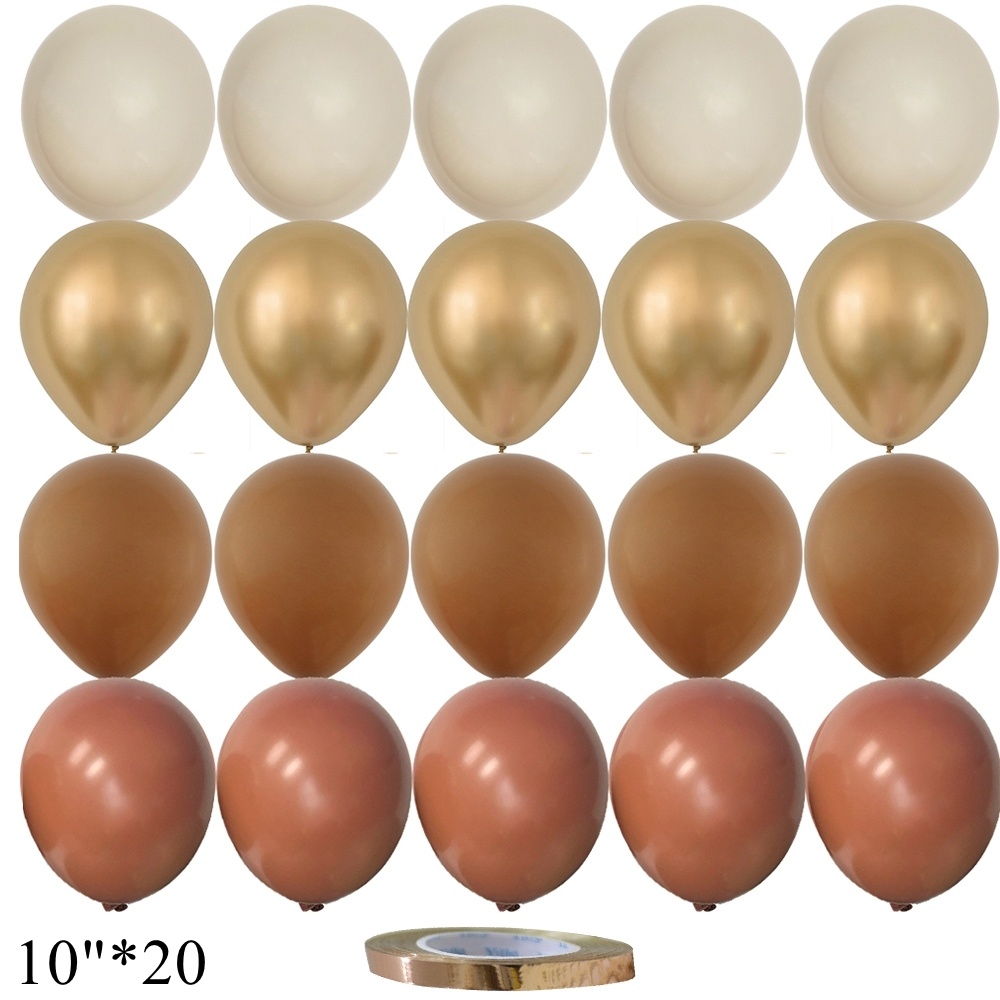 15/20PCS 10inch Balloons Vintage Retro Khaki Caramel Balloon Set for Wedding Anniversary Birthday Party Decoration DIY Supplies: iridescent