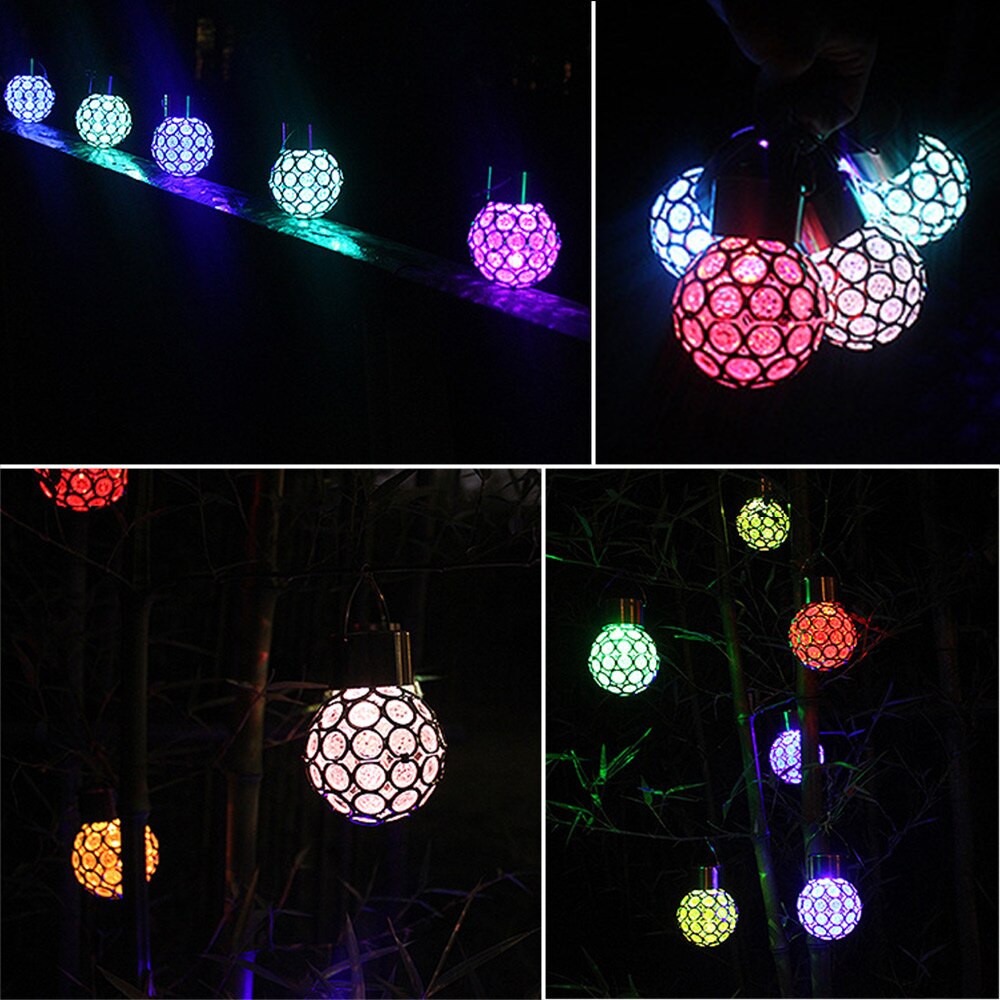 LED Solar Power Glass Ball Crystal Hanging Color Changing Light Bulb Decoration Light For Outdoor Garden Courtyard Tools