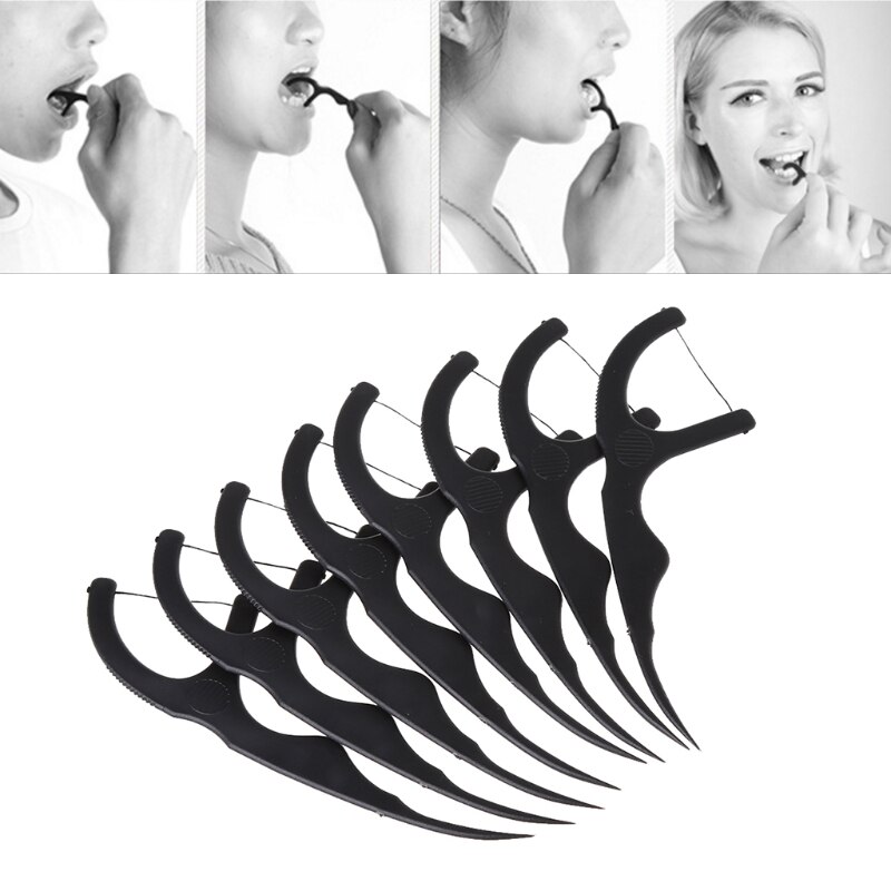 50pz carbone di bambù filo interdentale denti stuzzicadenti bastone cura orale dente pulito
