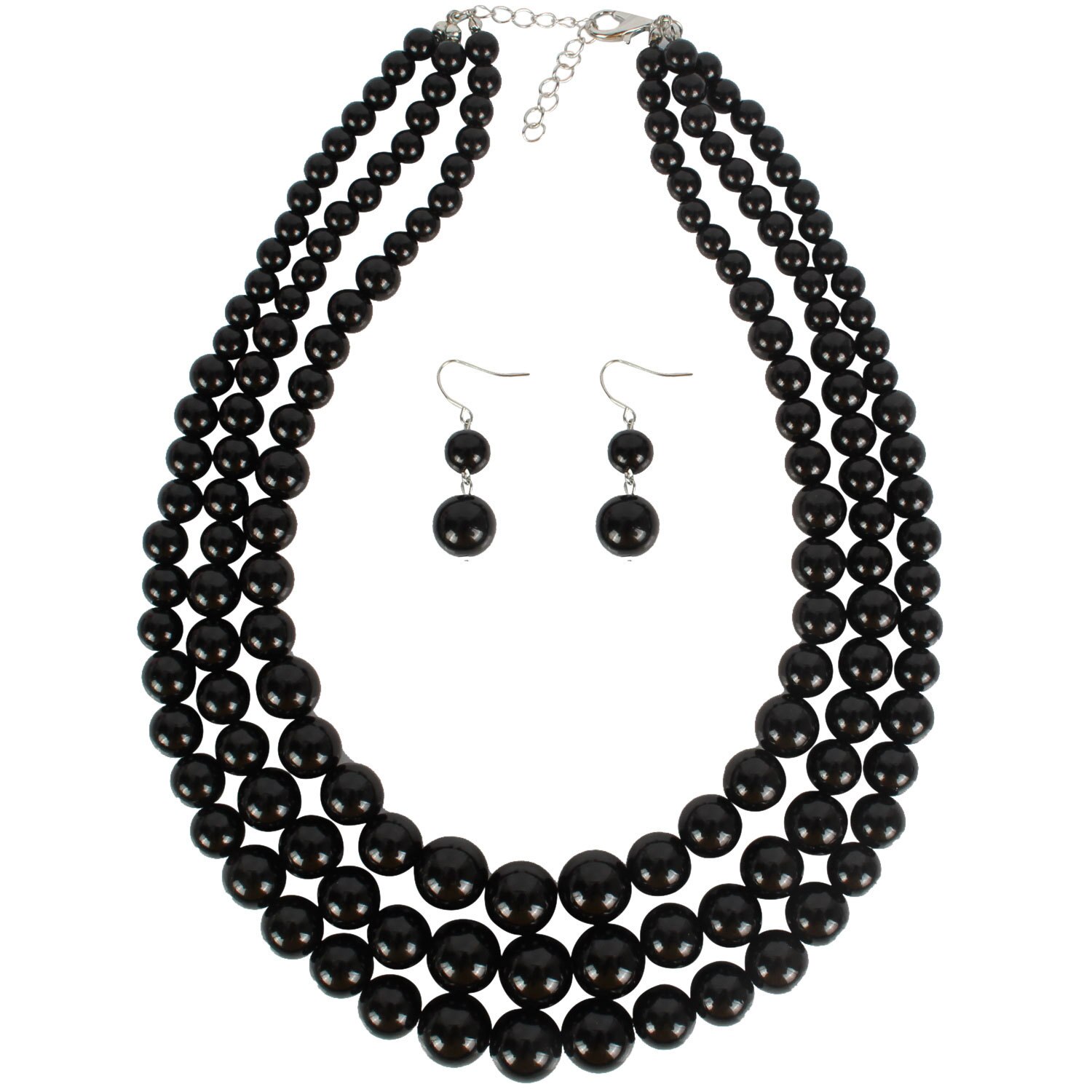 Handmade pearl fashionable and exaggerated in Europe and America lady's pearl string clavicle multi-layer Necklace: black