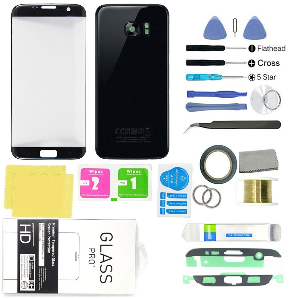 Gereedschapsset voor het vervangen van het glas van het touchscreen aan de voorkant van de samsung galaxy  s7 edge, voor het repareren van een gebroken glas