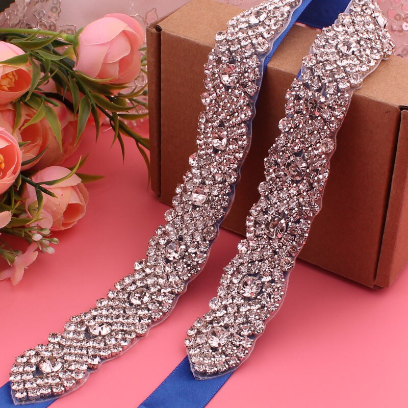 Bruids Trouwjurk Riem Kristal Strass Riem Jurk Diner Gordel: sapphire