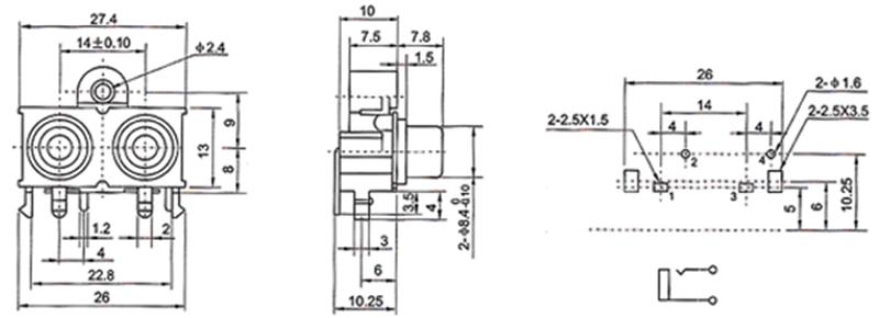 AV2-8.4-10 vergoldung RCA Buchse 90 Grad schweißen PCB für Signal ausgang Stecker