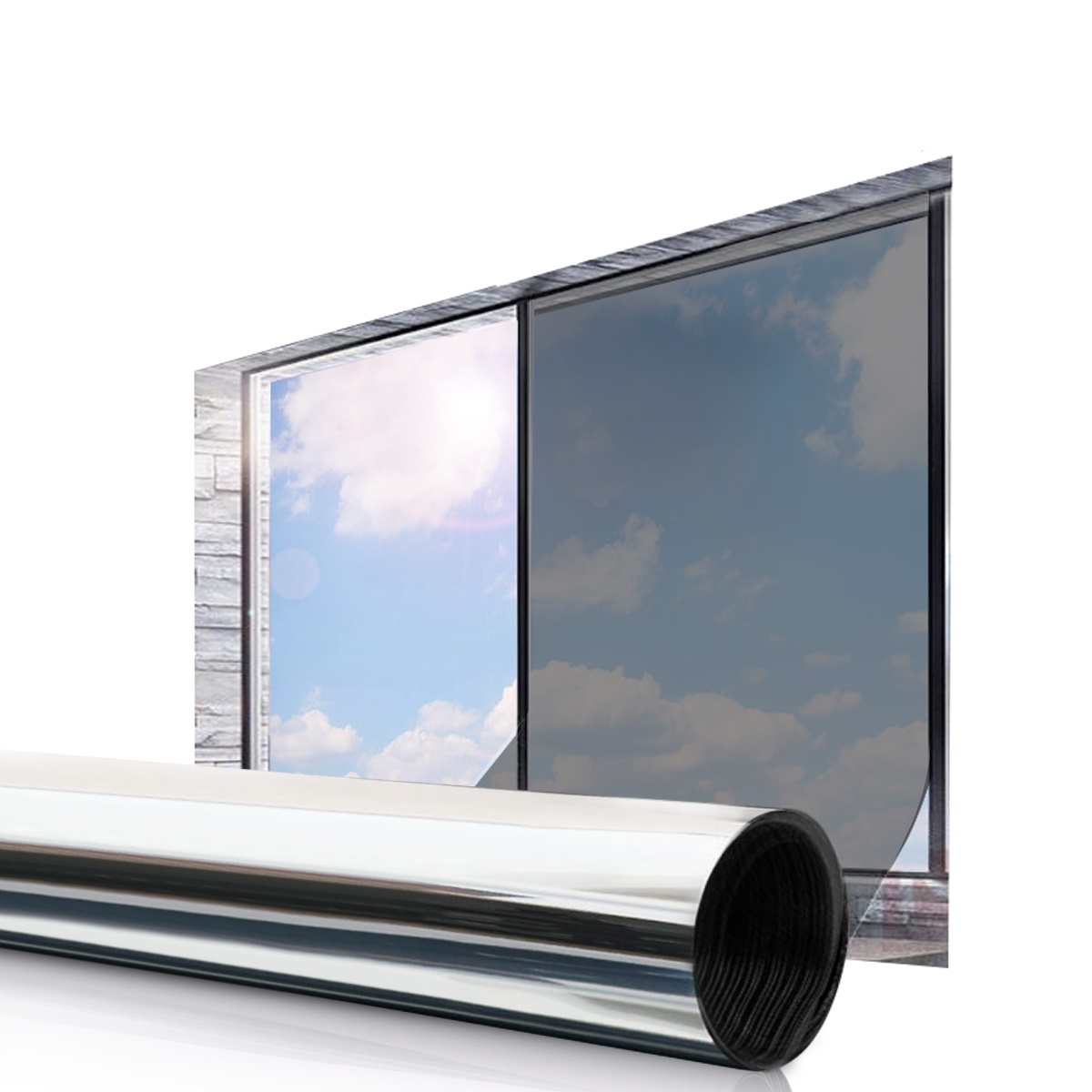 Pellicola per vetri a specchio unidirezionale pellicola per vetri riflettente autoadesiva in PVC pellicola per vetri per la casa: argento 90x200cm