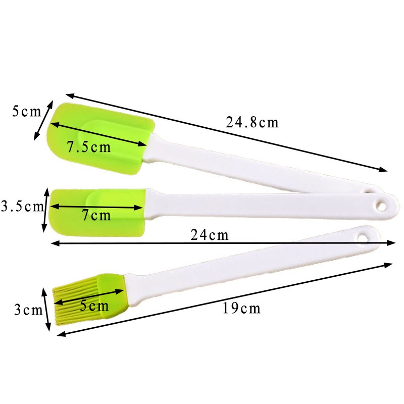 3Pcs/Set Kitchen Utensils Pure Color Baking Tools Non-stick Multi Purpose Cooking Supplies Cake Spatula: Green
