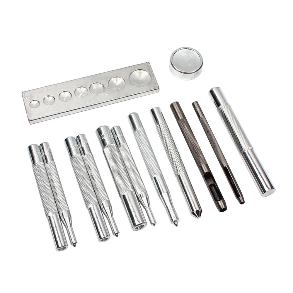 Diy knopen installatie metalen gereedschap drukknopen knopen klinknagels drukknopen handpons gereedschapset kit voor lederbewerking
