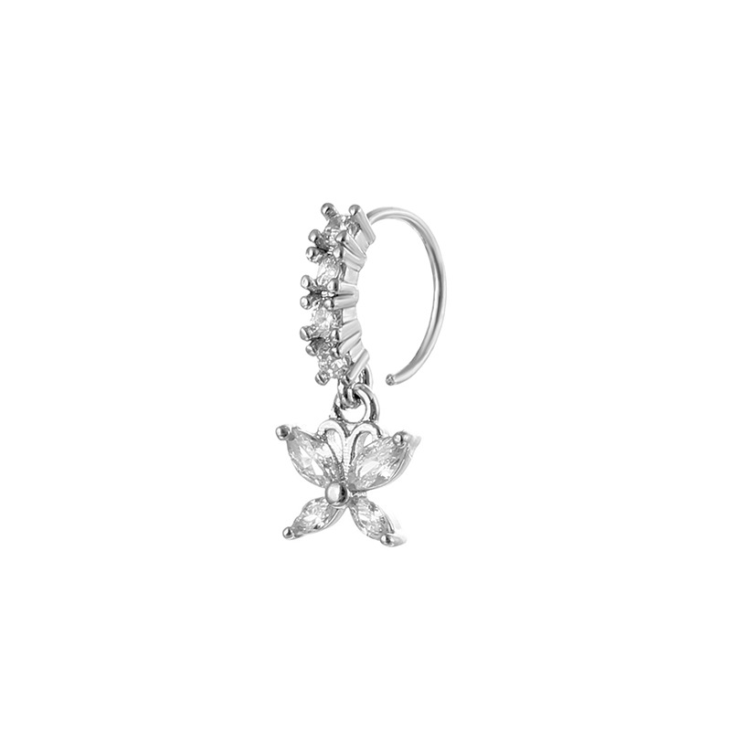 1 Uds. De aro de cristal CZ para tabique, Clickers, anillo para la nariz, Piercing para cartílago, pendiente de hélice, joyería para el trago, aros Daith, pendientes de lóbulo Rook: Bronce antiguo plateado