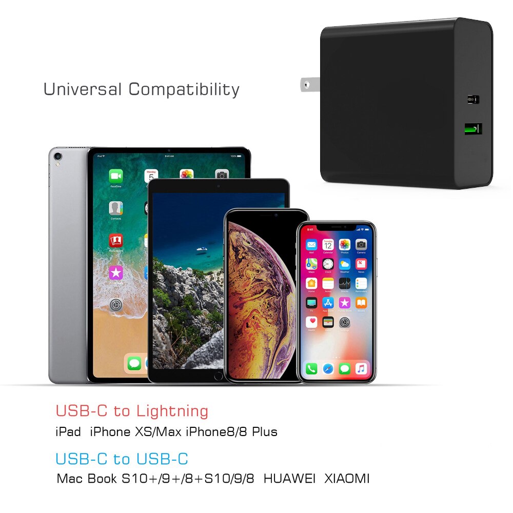 Caricabatterie da parete mini 87W USB C PD 65W 45W QC3.0 per Laptop tipo C Thunderbolt 3 per Macbook ipad iphone11/SE S10/S20/nota 10/9 XPS