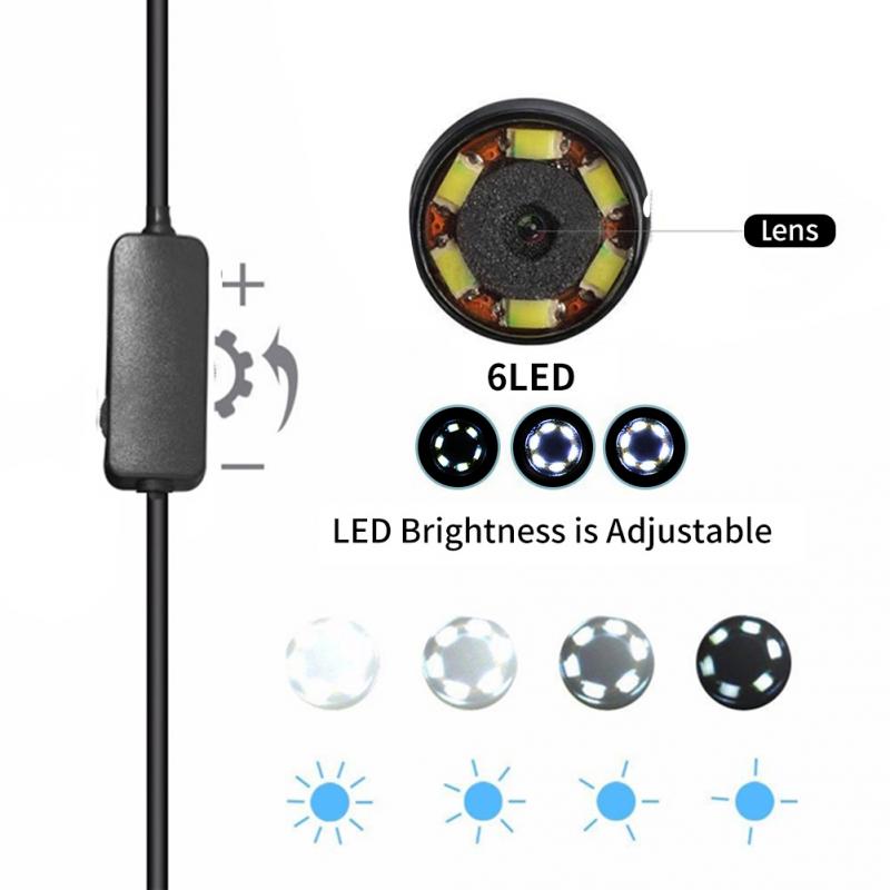 Endoscope OTG USB IP67Waterproof avec caméra étanche de 2 mégapixels pour l'inspection des tuyaux de voiture câble de 5 mètres de longueur