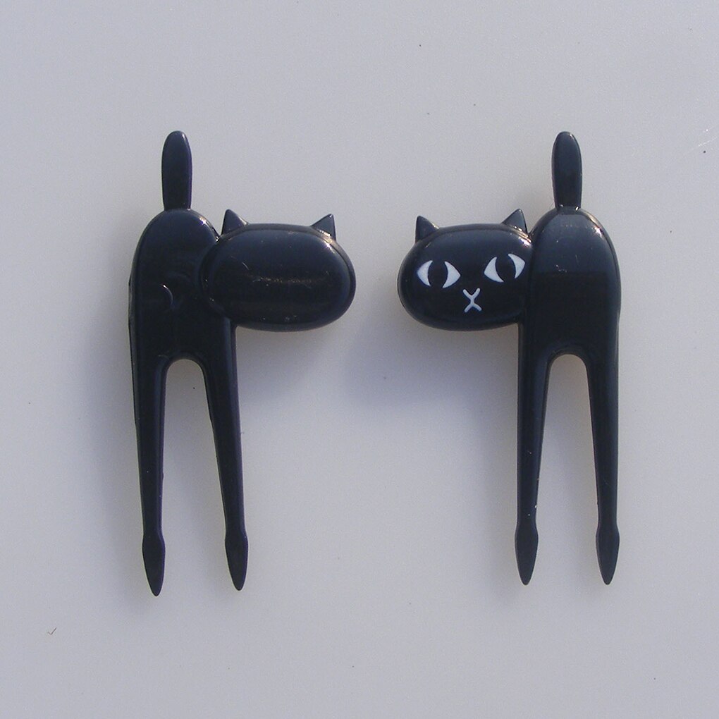 Offre spéciale 6 pièces/ensemble noir chat fruits fourchette chaton déjeuner Garfo dessin animé enfants nourriture Mini pics