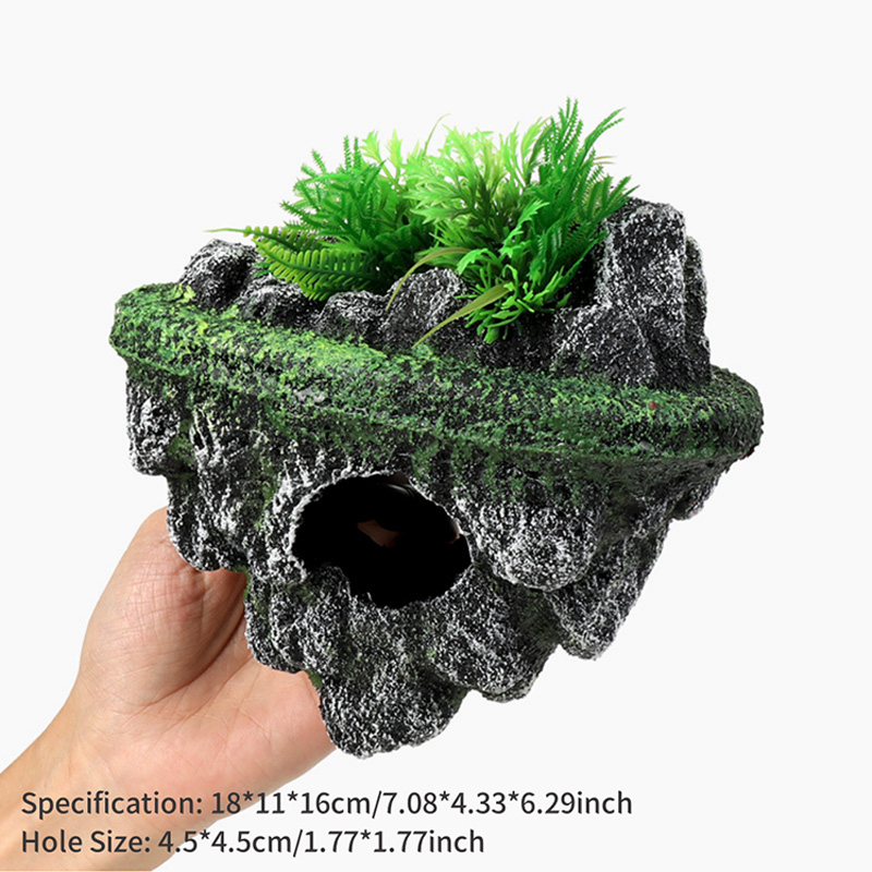 Suspended Island Fish Tank Decorative Floating Stone Simulation Plants Caverns Crafts Ornaments Aquarium Accessories: GRAY