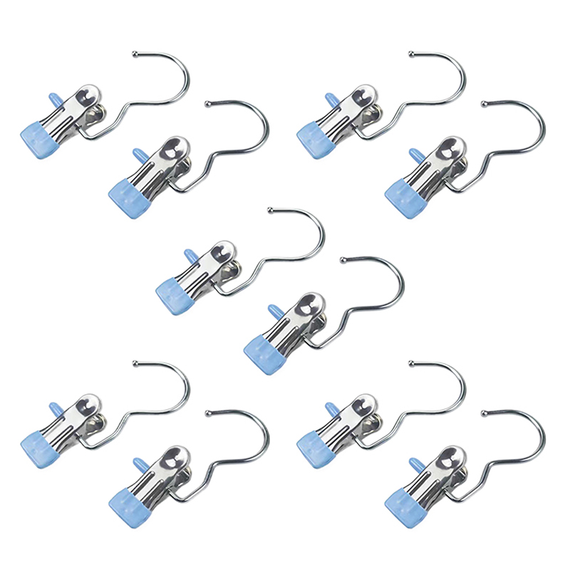 Pinzas para ropa de acero inoxidable, 10 Uds., pinzas para ropa, gancho, Clip para colgar ropa portátil, colgador organizador de ropa para armario: Verde claro