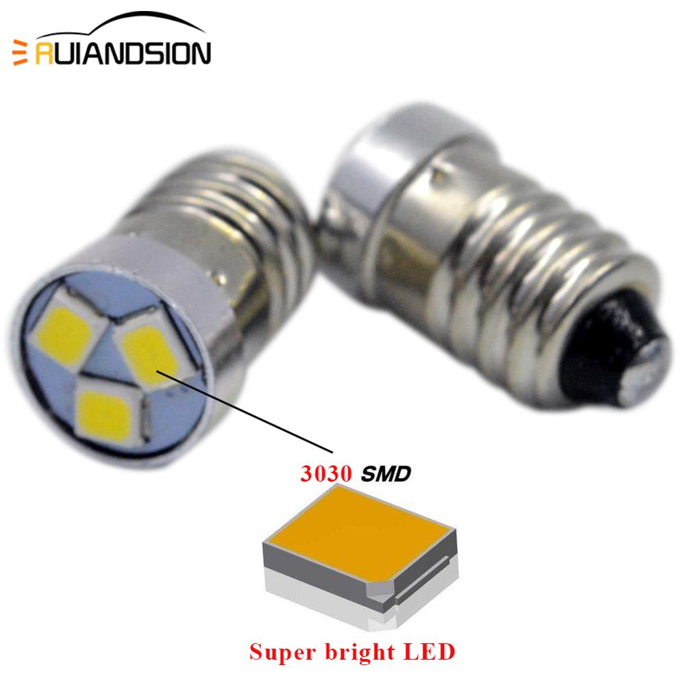 2 Stuks 1.44W E10 Led Zaklamp Lamp Lamp 3 V 6V 12V Led Lamp Vervanging Zaklamp 3030 3smd Fakkel Lamp 3 Volt Schroef Verlichting