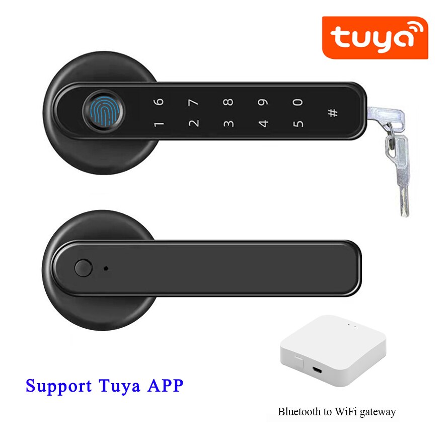 Tuya APP Remote Control Intelligent Fingerprint Password Single Latch Deadbolt Lock: Tuya With Gateway