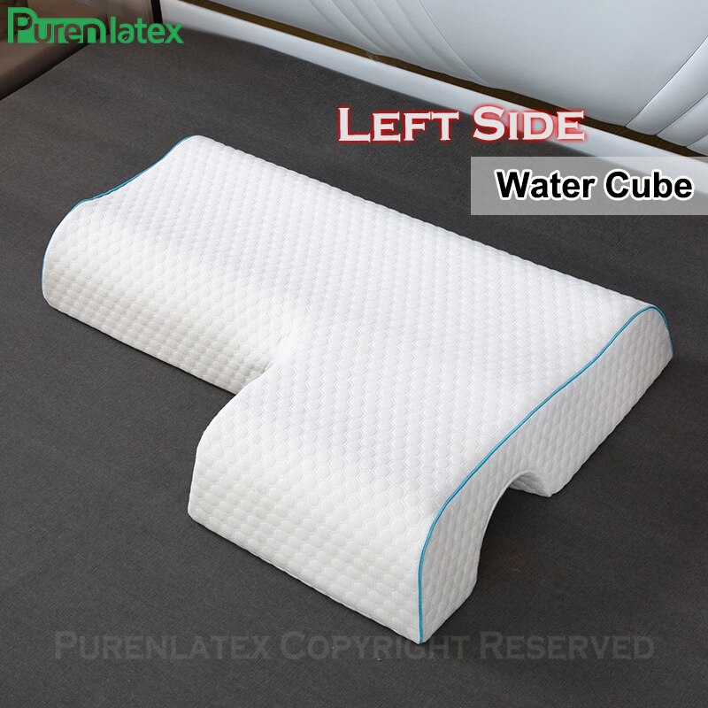 Gomma Piuma di Memoria di Purenlatex Coppia Braccio Cuscino Cuscino per Dormire Nessuna Pressione Traversina Laterale per il Collo e Dolore Alla Spalla Multifunzionale: sinistra Water Cube