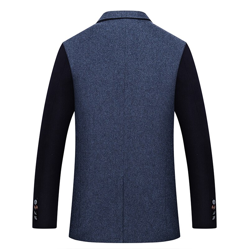 Autumn Winter Men Patchwork Suit Collar Smart Casual Woolen Business Blazer Coat , Men Slim Fit 5xl wool Blazers Coats