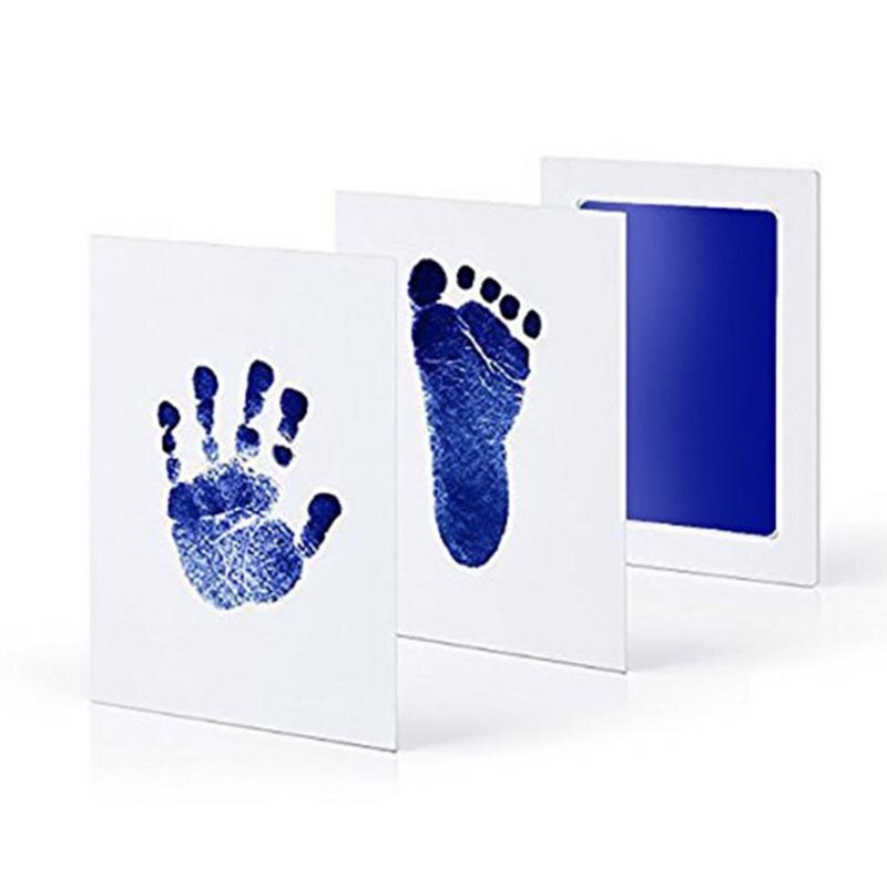 Pasgeboren Baby Handafdruk Footprint Opdruk Kit Baby Souvenirs Casting Pasgeboren Voetafdruk Stempelkussen Baby Klei Speelgoed Baby Cadeau: blue