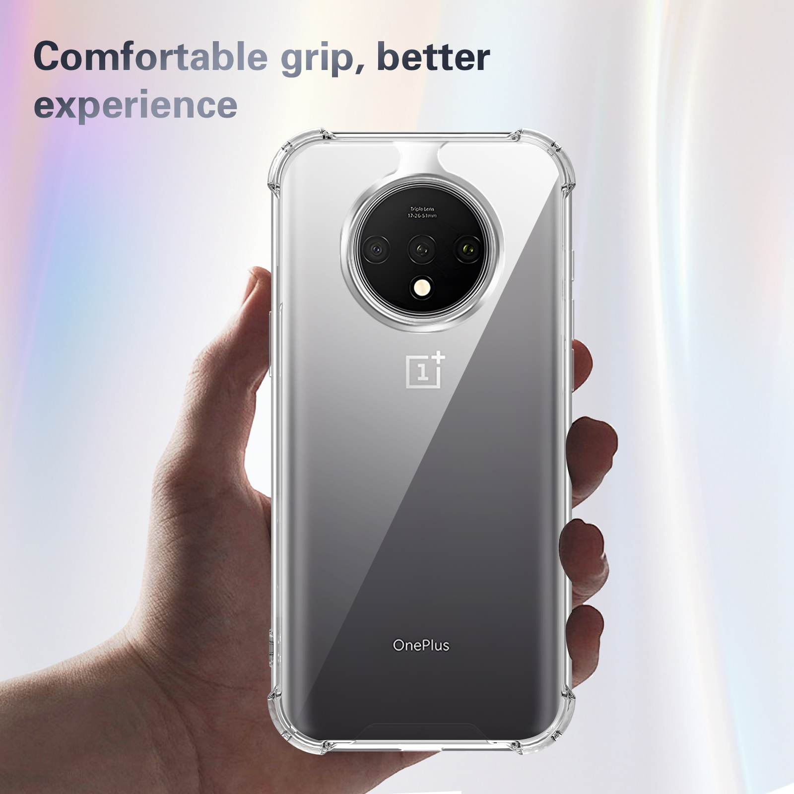 Capa rígida transparente à prova de choque para oneplus 7t, 7t hd1903 proteção de silicone contra impactos e airbag 7t hd1901 hd1905