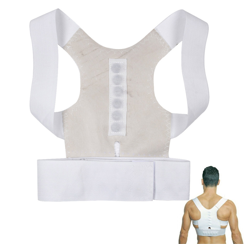 Atmungsaktive Magnetische Haltung Zurück Unterstützung Elastische Buckel Haltung Corrector Schulter Zurück Haltung Orthesen Magic Strap: White L