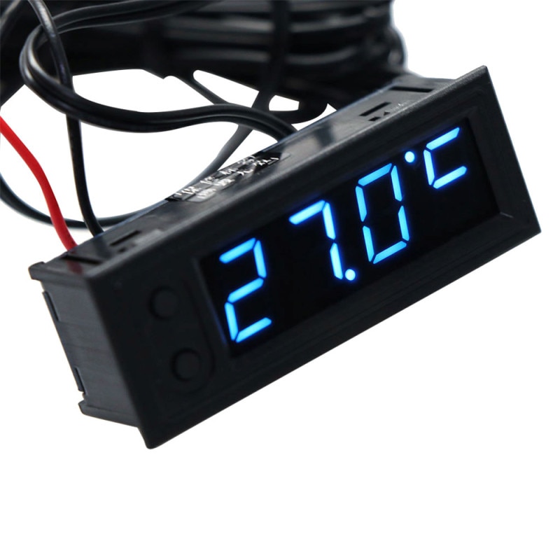 28Cm 35-120 Celsius Diy Digitale Lcd Auto Temperatuur 12V Klok Hoge Precisie Auto Klok Binnen en Buiten Temperatuur Klok