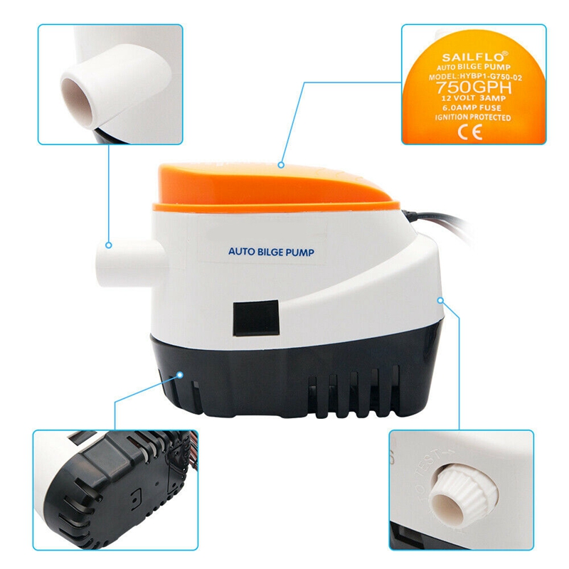 Automatische 12V Lenzpumpe 750Gph mit Interne schweben Schalter Auto Wasser Stiefel Tauch Auto Pumpe mit schweben Schalter Marine /köder