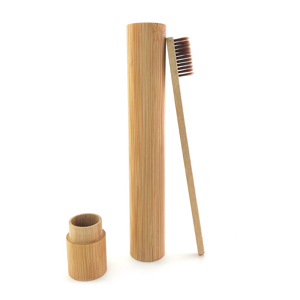 1pc Bamboo Toothbrush +1pc Bamboo Tube Eco Friendly Natural Bamboo Toothbrush Travel Case Soft Head Teeth Brush 2pc Packing: 492-L-1