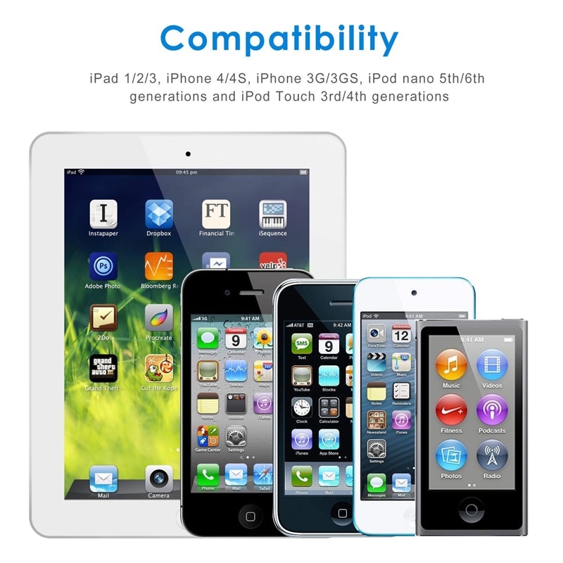 For IPhone X 4 4S 5 5S 5C SE 6 6S 7 8 Plus IPad Charging Cable USB Sync Data Charging Charger Cable Cord Mobile Phone Accessory
