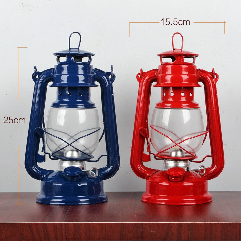 25cm retro klassisk parafin lampe 6 farger 235 led dimbare parafin lanterner veke bærbare lys bærbare lys utsmykning
