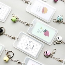 Carte bancaire carte d'identité Bus porte-carte sac avec cloche chaîne dessin animé Transparent porte-carte en plastique porte-carte porte-clés manchon ensemble r57