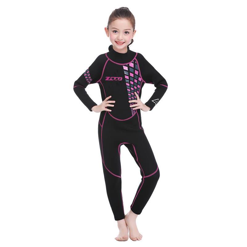 Neoprene wetsuit for kids diving suits children swimwears long sleeves girls boys surfing one piece snorkeling rashguard wetsuit: A4 / M