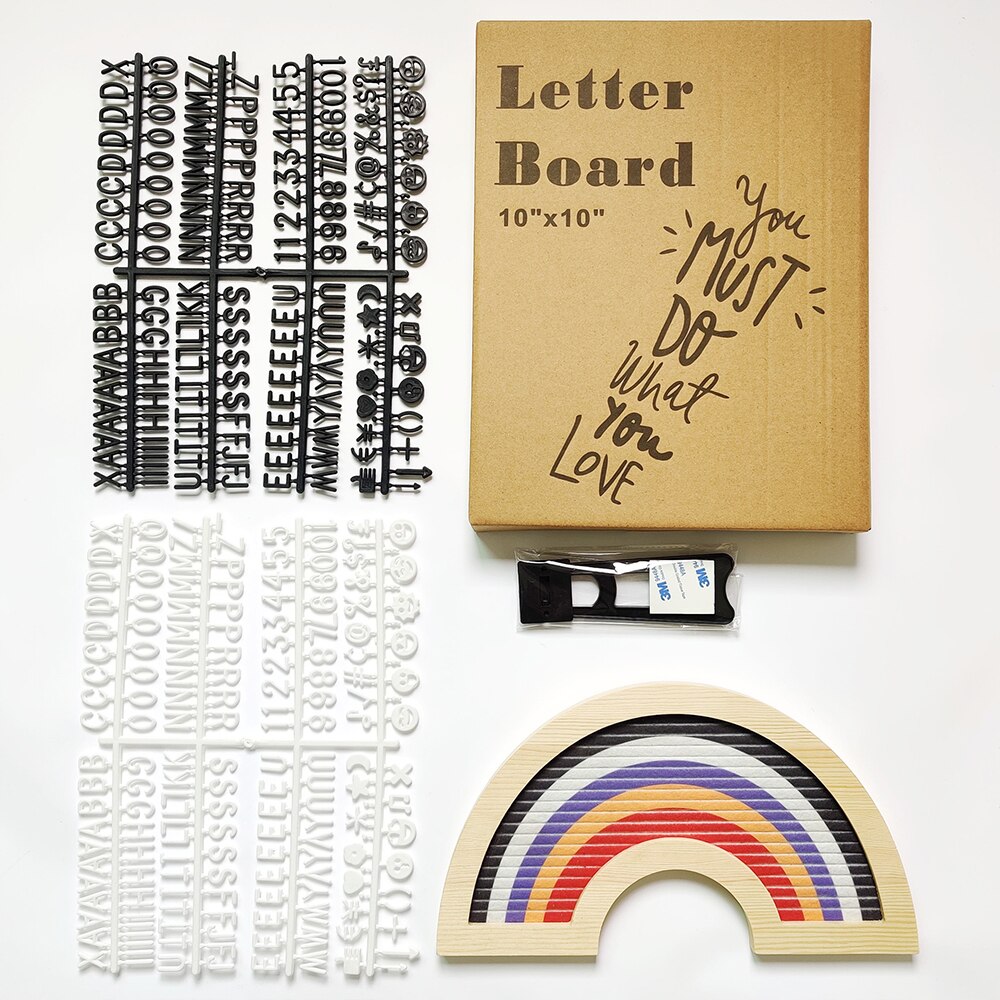 Rainbow Felt Letter Wood Message Board with 340Pcs Plastic Christmas Letters Felt Letterboard Wooden Frame Home Wall Decor: 04