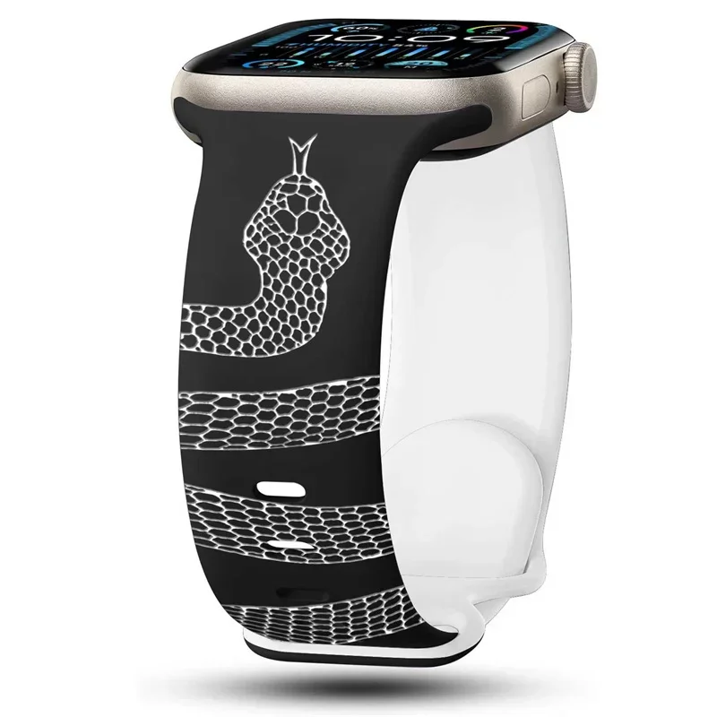 bracelet en Silicone serpent gravé pour Apple Watch 42mm 46mm 49mm 41 45 40 38 bracelet pour montre S10 9 8 7 parfait usage quotidien Sport