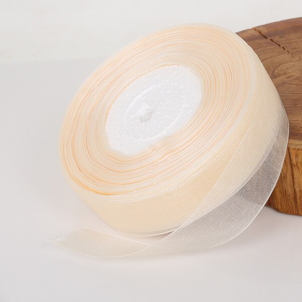 Ruban Organza ivoire 15/20/25/38mm, 45 mètres (50yards), pour vêtements, tissu à coudre, bricolage, emballage , rubans de décoration de mariage, fournitures de fête: 25mm