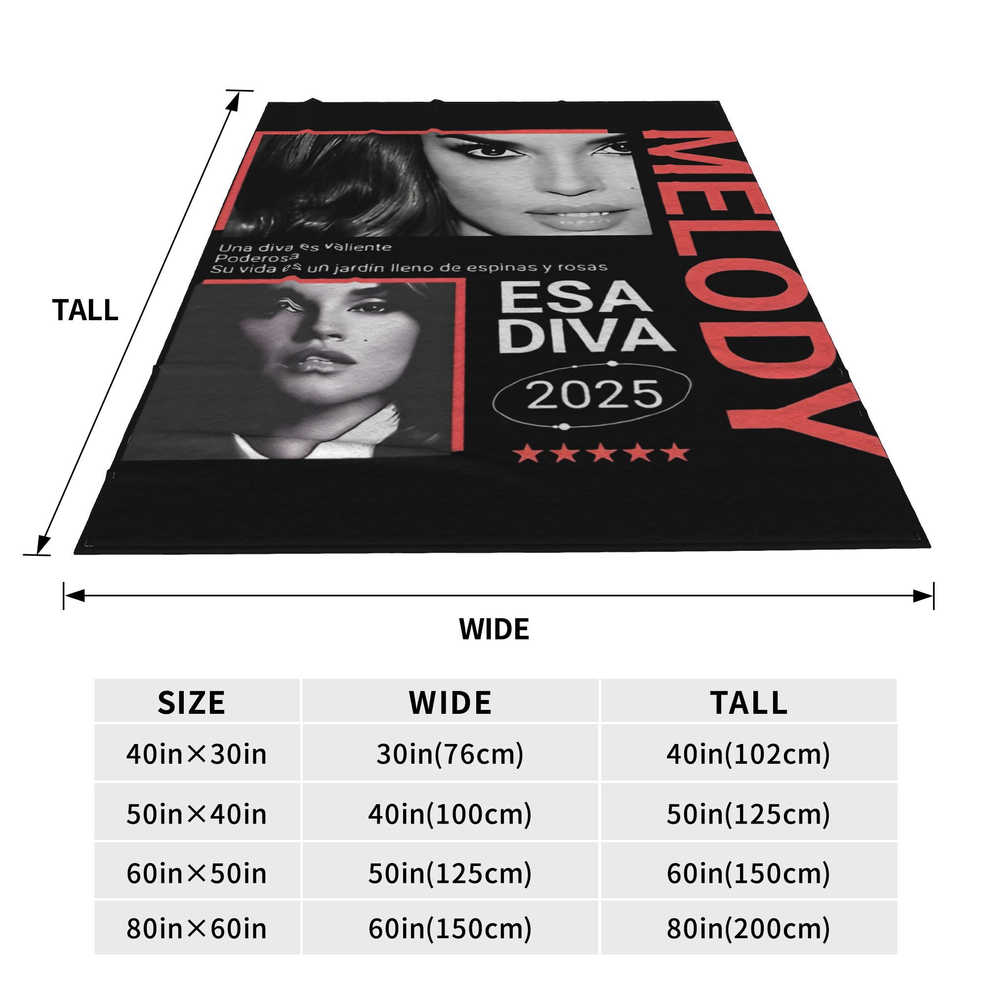 Melody Esa Diva Espagne Eurovisions 2025 Couverture pour canapé Couverture en peluche douce 50 x 60 pouces Couvre-lits de tailles multiples pour toutes les saisons
