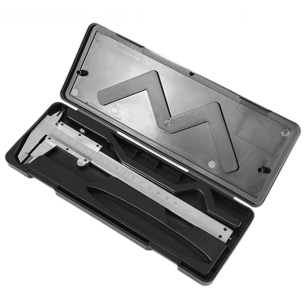 Calibrador Vernier práctico de 6 ", 0-150mm/0,02mm, calibre de acero al carbono de Metal, micrómetro, herramientas de medición para el