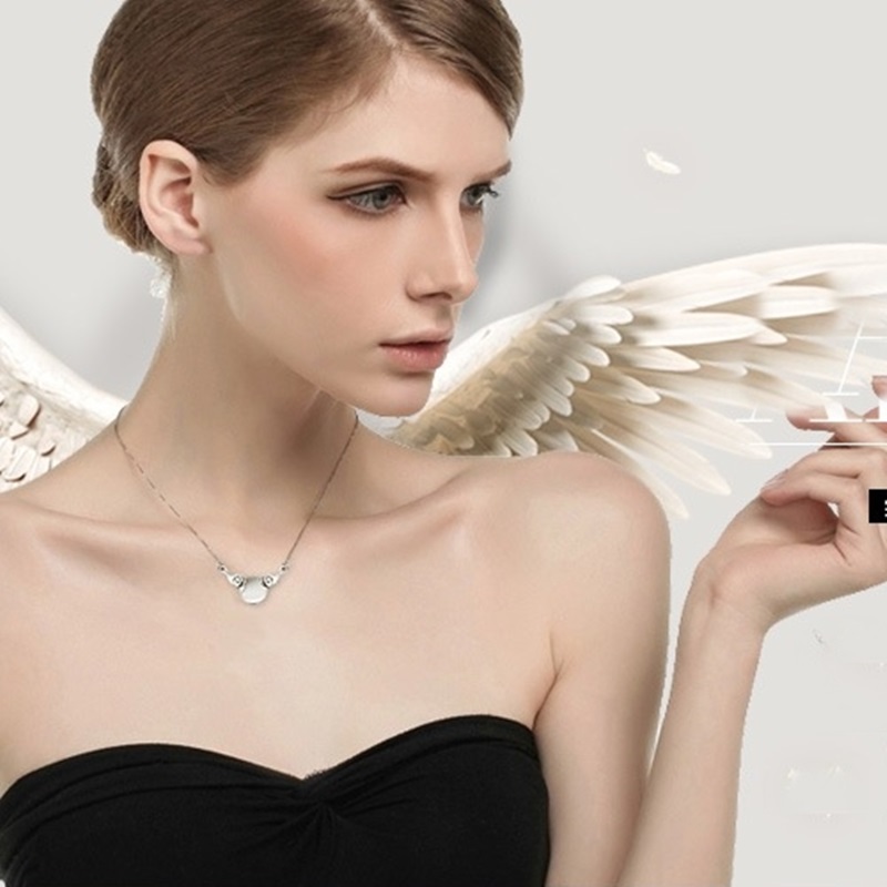 OMHXZJ Europese Mode Vrouw Meisje Party Huwelijkscadeau Wing Opal 925 Sterling Zilveren Hanger Ketting NA13