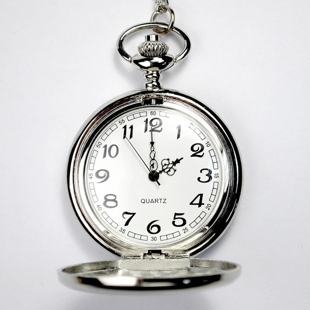8003Smooth And Bright Retro Two-faced Pocket Watch Silver Pocket Watch With Necklace Pocket watch Two Colors To Choose